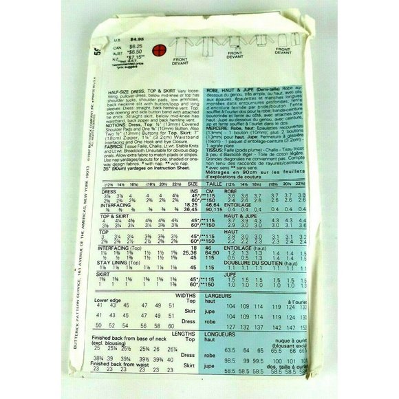Butterick 5936 Dress Top Skirt Size 12 14 16 Plus - Picture 2 of 2